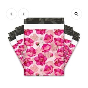 Set of 20 10 X 13 "  Pink Poppies Designer Poly Mailers Shipping Envelopes